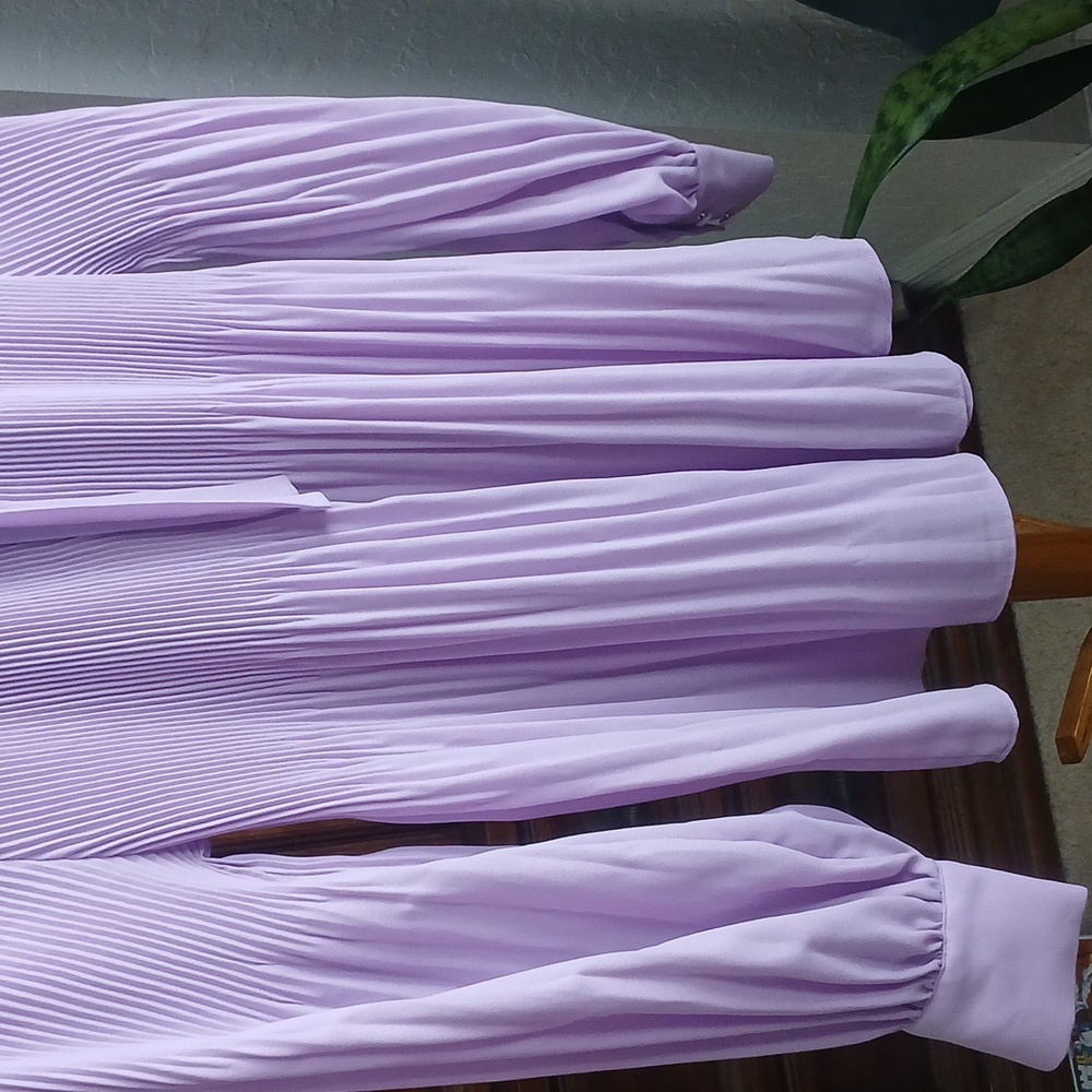 Chicos Lavendar Long Sleeve Pleated Top Size 0 Us 4/6 Womens Spring Feminine - Picture 4 of 10